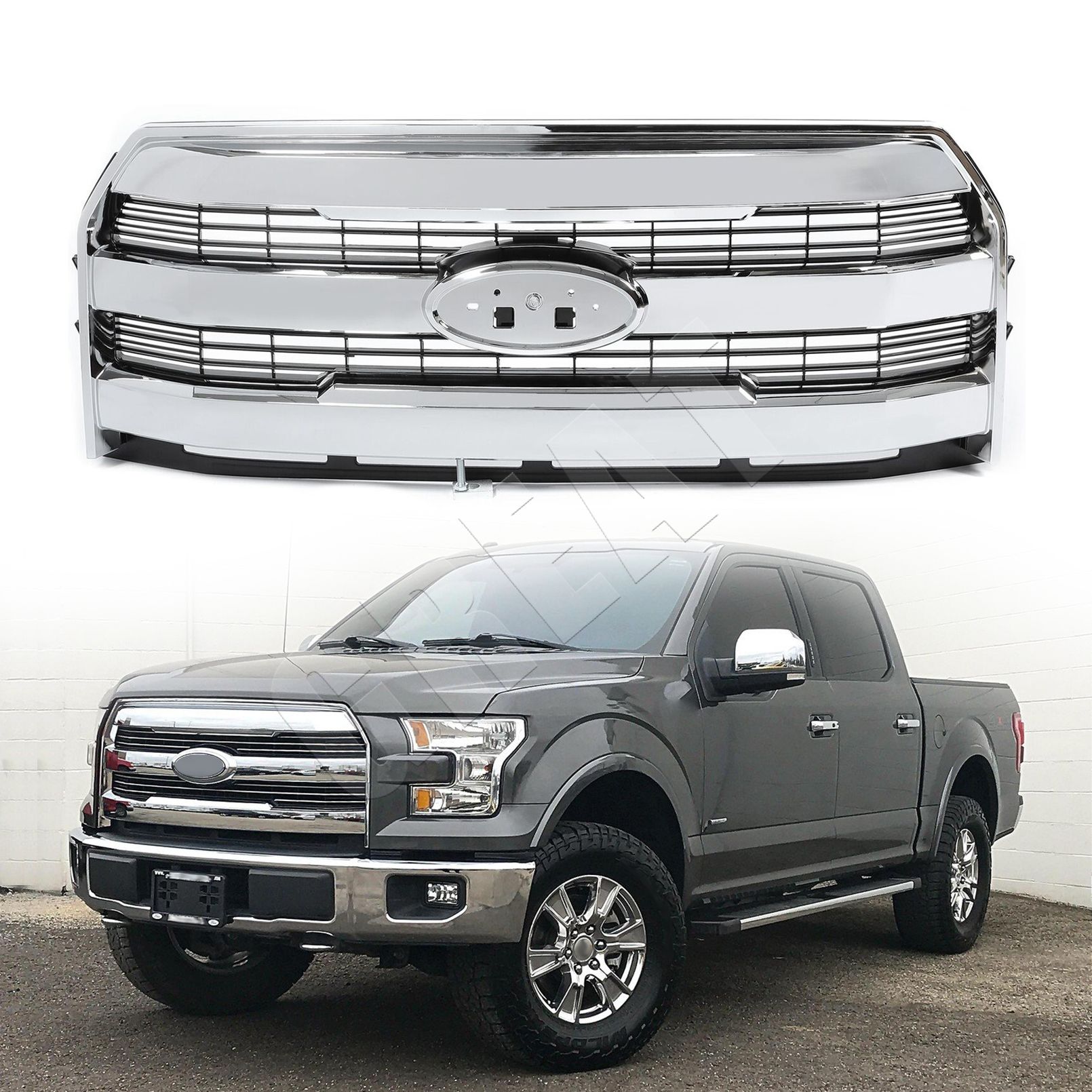 Ford F150 Front Upper Grille Grill Without Camera Chrome