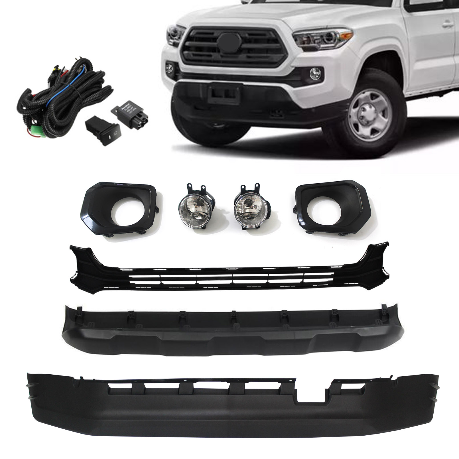 Front Lower Grill Valance Panel Fog Light Bezels