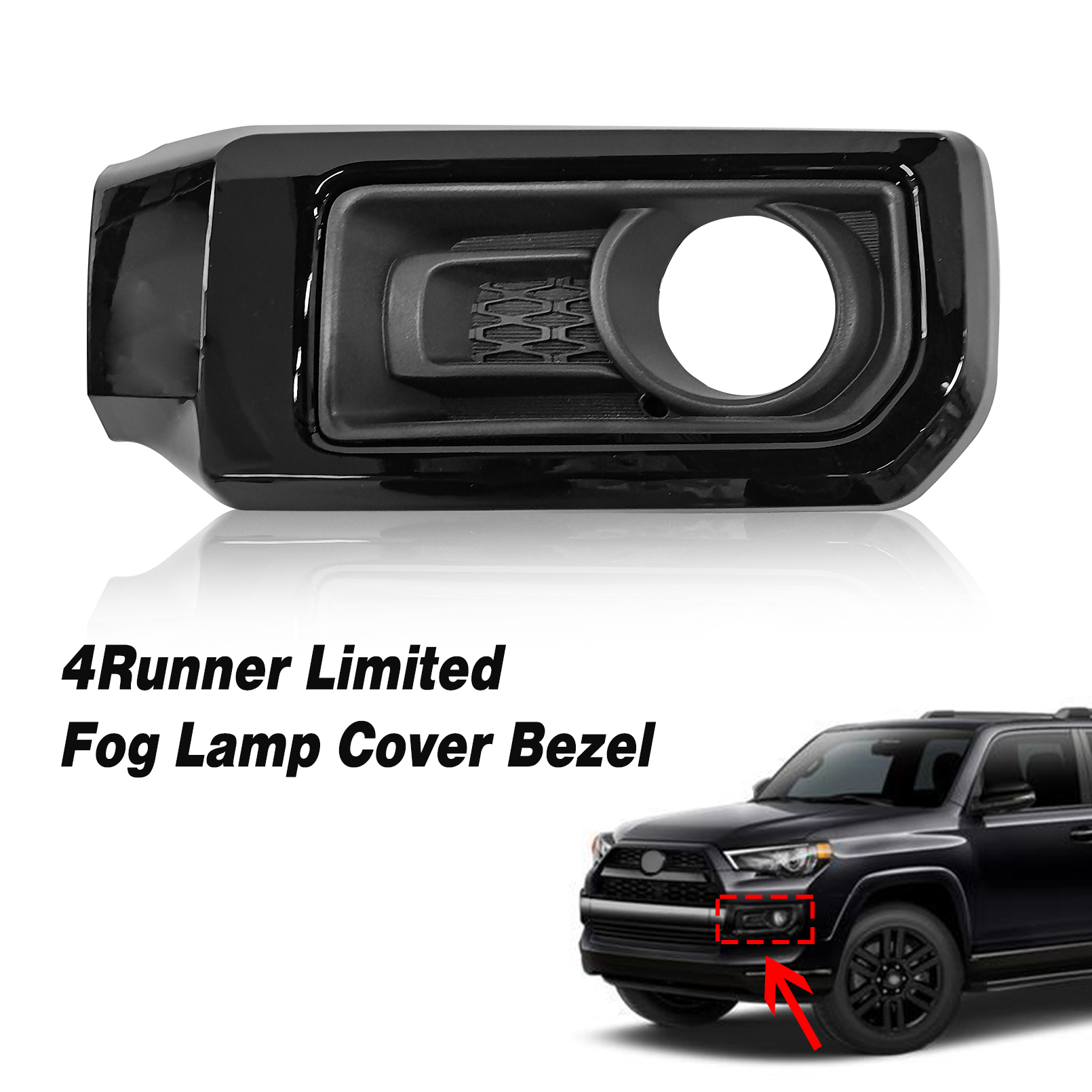 For 2014-2020 Toyota 4Runner Limited Fog Lamp Cover Bezel With Chrome Trim Pair