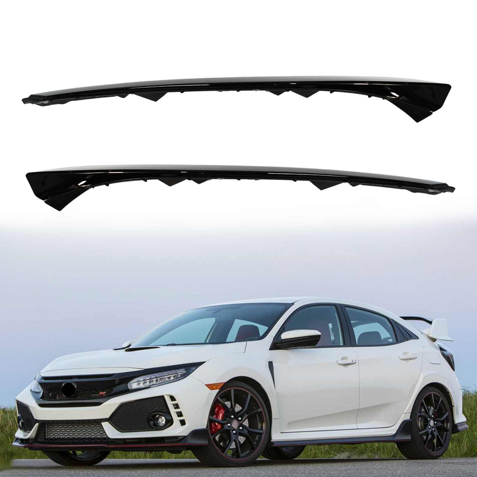 For 2017-2020 Honda Civic Front Upper Black Headlight Eyelid Moulding