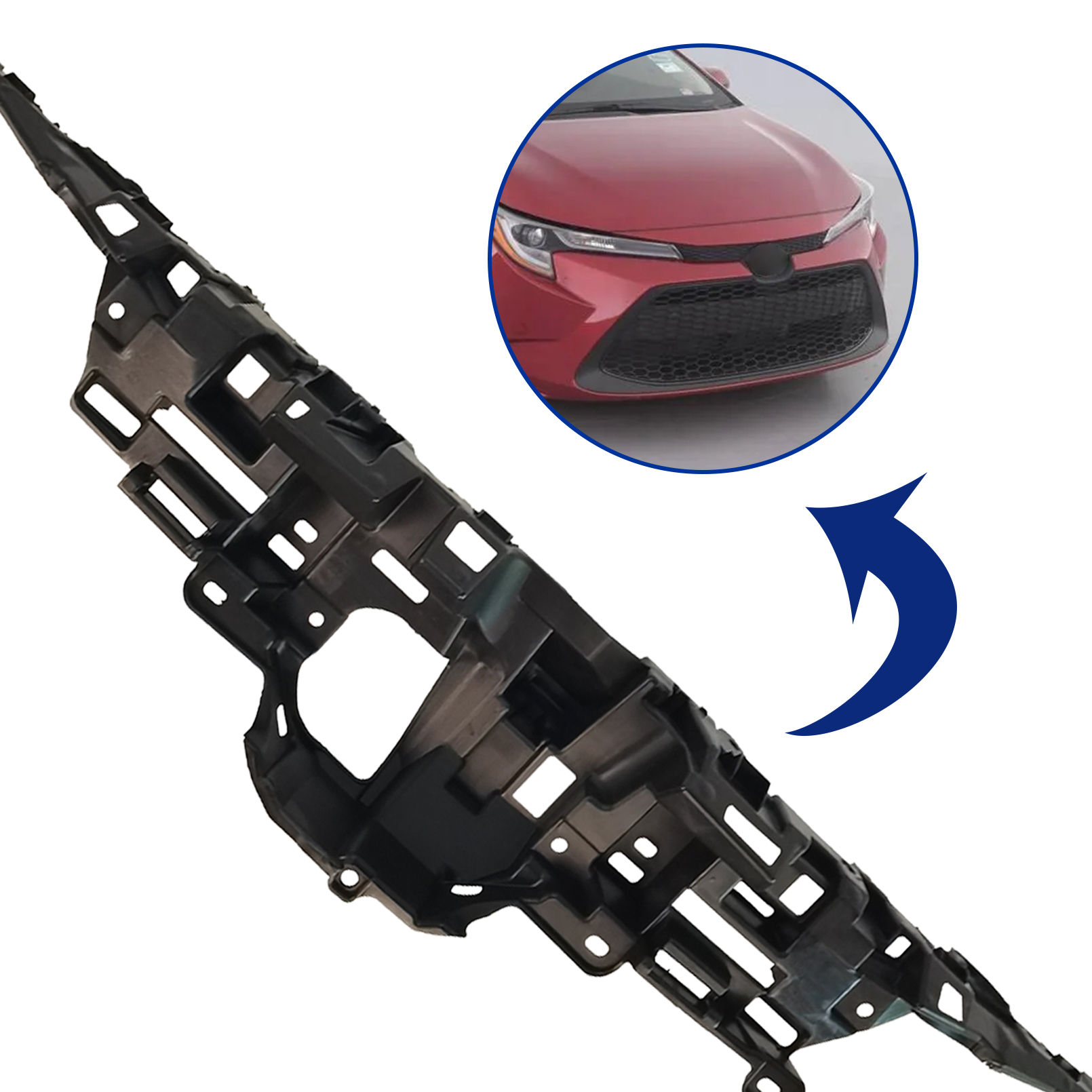Dbdb-auto Front Bumper Upper Inner Grille & Frame For 2020-2022 Toyota Corolla LE, SE, XLE - Black ABS Plastic - Replaces 53114-12240