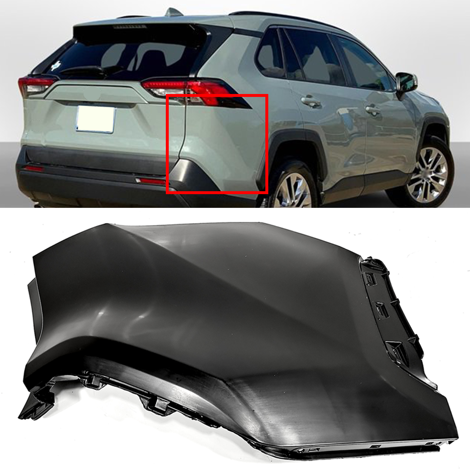 Cubierta Lateral Derecha De Parachoques Trasero - Para Toyota RAV4 2019-2024 Y RAV4 Prime - Negro, Plástico