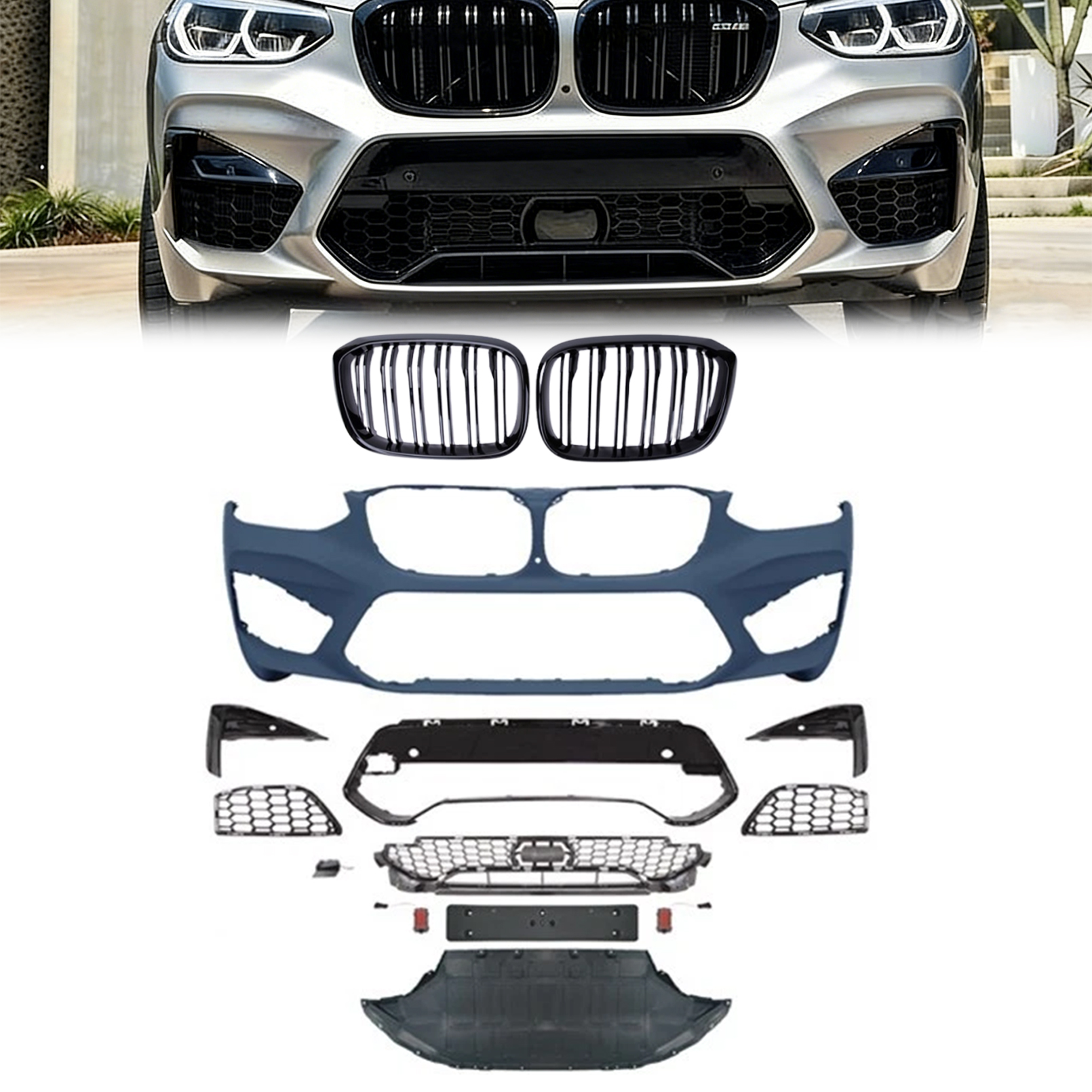Fit 2018-2021 BMW X3 G01 X4 G02 Upgrade to X3M X3 M Style Front